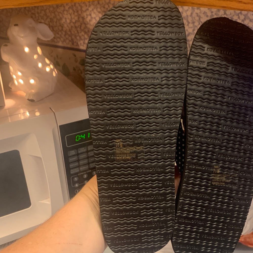 Yellow Box Navy Polka Dot Flip Flops - Picture 9 of 9